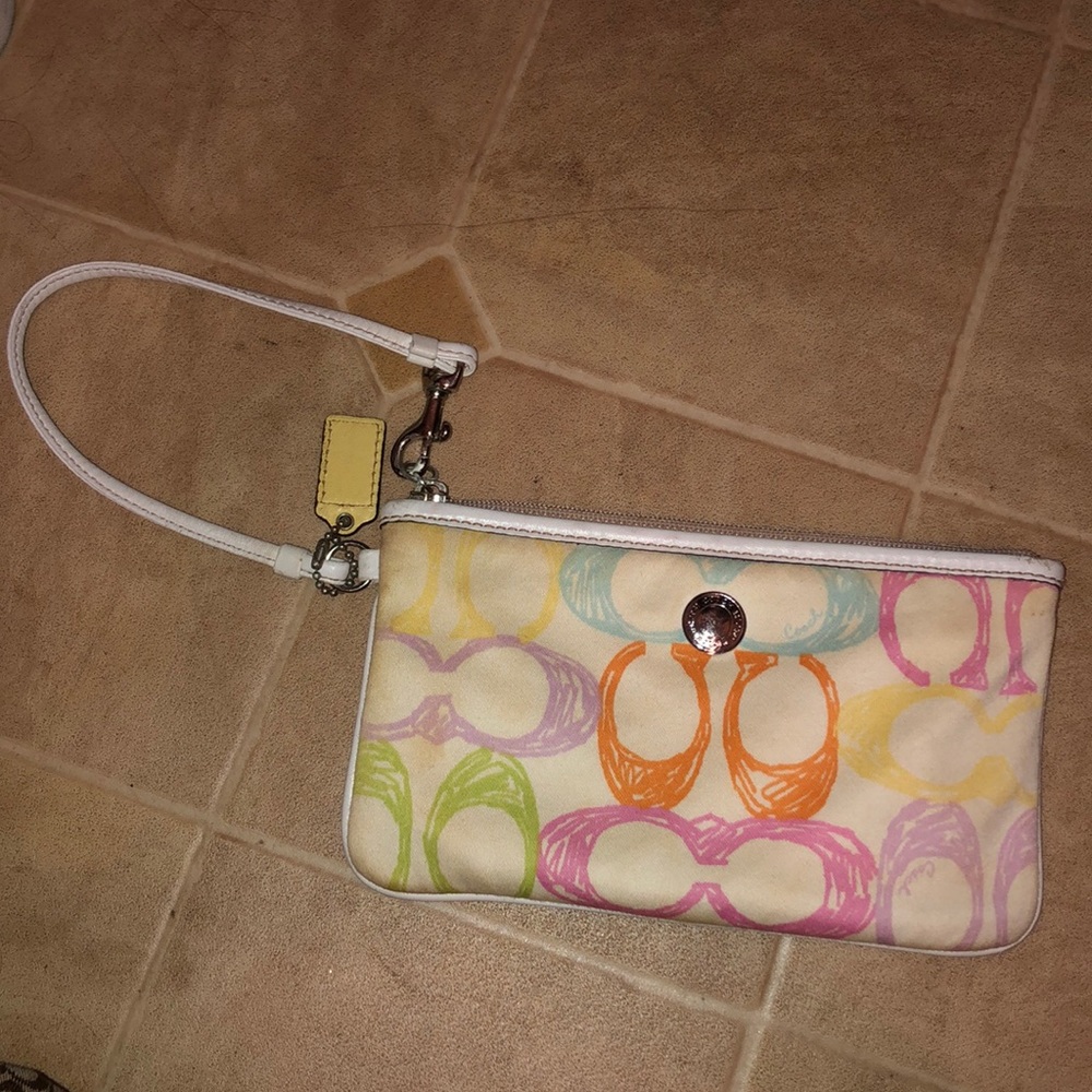 Multicolor coach wristlet